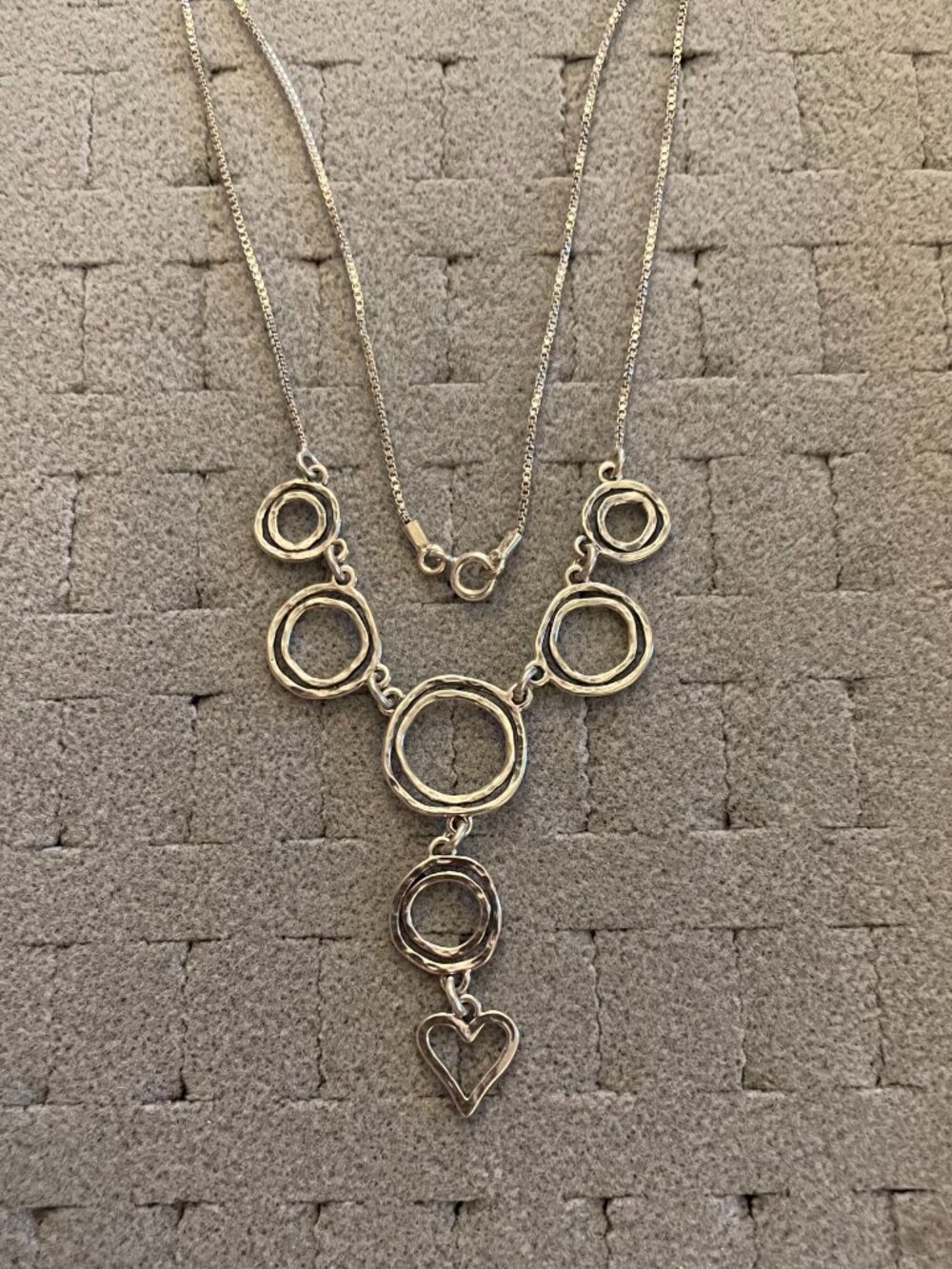 Sterling Silver Necklace Handmade Artisan 925 16" Abstract Heart Minimalist $165